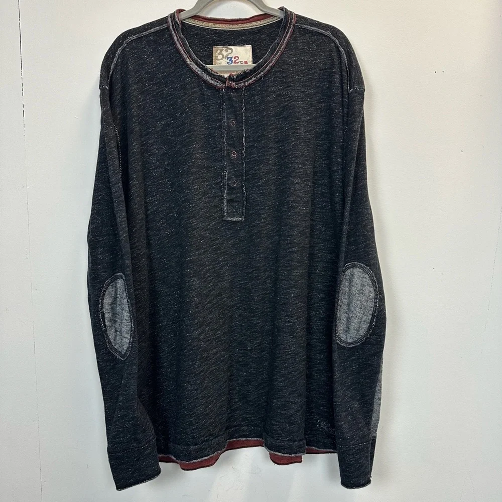 32 Bar Blues The Shake Slub Henley Grey XXL - Picture 2 of 11